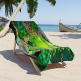 Green marbled    larger towel