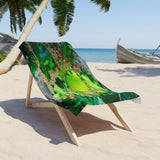 Green marbled    larger towel