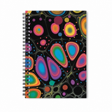 Rainbow Polka dots spiral notebook on white square background